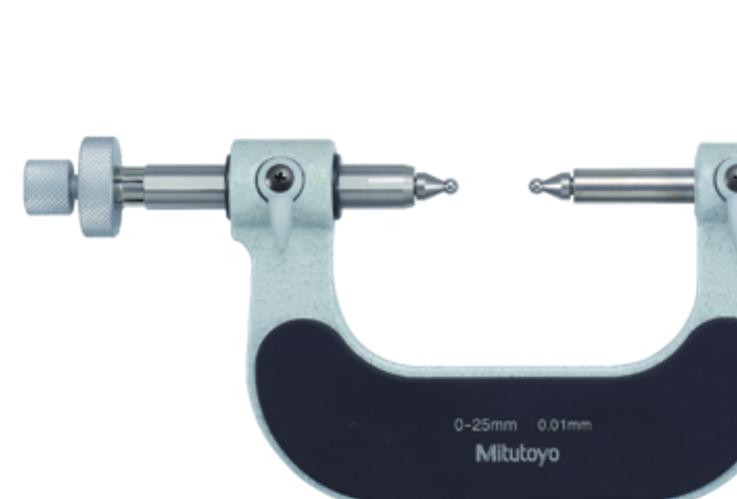 Micrómetros para Dientes de Engranes SERIE 124 — Tipo Tope-Husillo Intercambiables con Punta de Bola MITUTOYO