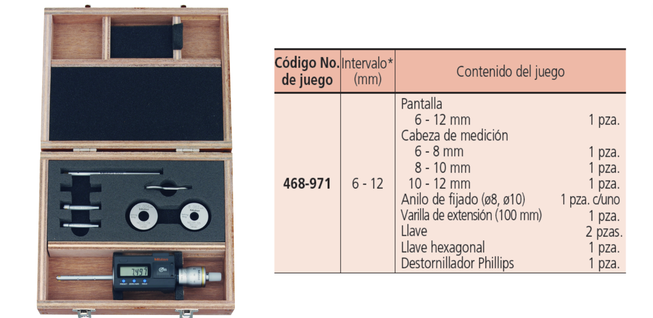 Juego de Cabezas Intercambiables — Micrómetro de interiores MITUTOYO