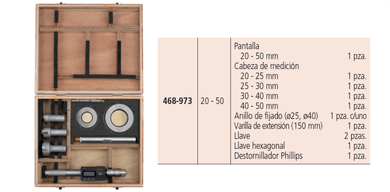 Juego de Cabezas Intercambiables — Micrómetro de interiores MITUTOYO