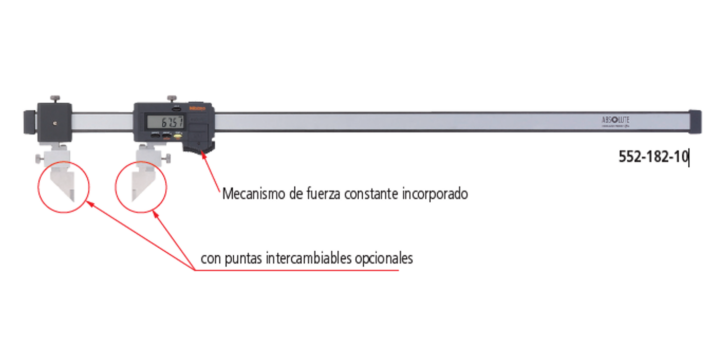 Calibrador de Fibra de Carbón a Prueba de Refrigerantes ABSOLUTE SERIE 552 — Con puntas intercambiables MITUTOYO