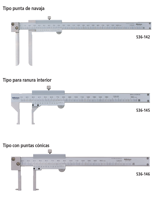 ABSOLUTE SERIES 536 Interior Caliper — Knife Tip Type/For Interior Groove/With MITUTOYO Tapered Tips